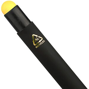 Recycled aluminium rubberized ballpen Formentera, yellow