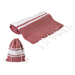 recycled cotton beach towel and drawstring bag