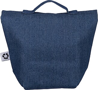 Recycled denim cooler roll-top bag Mira, blue