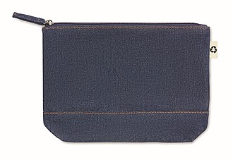 Recycled denim cosmetic pouch