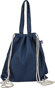 Recycled denim drawstring bag Dex, blue