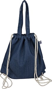 Recycled denim drawstring bag Dex, blue