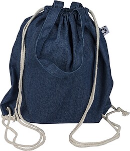 Recycled denim drawstring bag Dex, blue