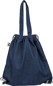 Recycled denim drawstring bag Dex, blue