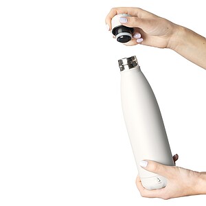 Recycled double-walled drinking bottle 500 ml Sunny, white