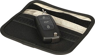Recycled key and card pouch Ripple, black