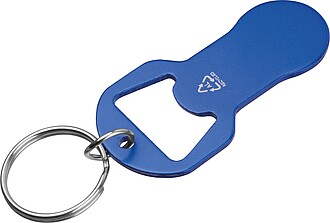 Recycled multifunction aluminum keychain, blue