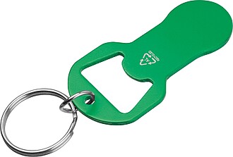 Recycled multifunction aluminum keychain, green