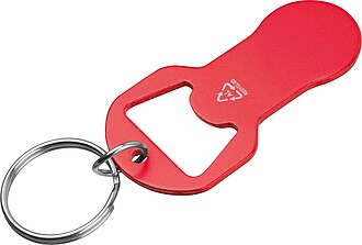 Recycled multifunction aluminum keychain, red