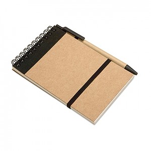 Recycled paper notebook + pen, black