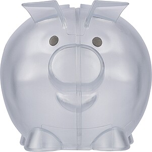 Recycled PS plastic piggy bank Vivi, neutral