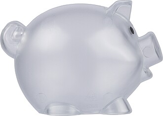 Recycled PS plastic piggy bank Vivi, neutral