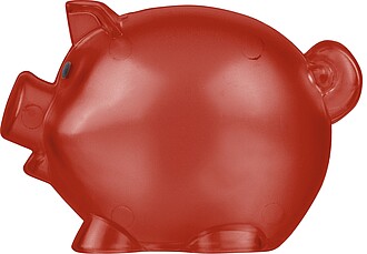 Recycled PS plastic piggy bank Vivi, red
