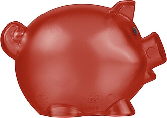 Recycled PS plastic piggy bank Vivi, red