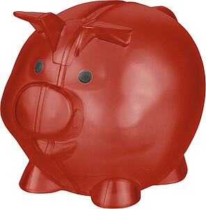 Recycled PS plastic piggy bank Vivi, red