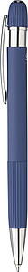 Recycled PU notebook (A5) and ballpen set Tarek, blue