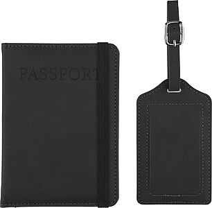 Recycled PU passport holder and luggage label Zani, black