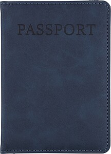 Recycled PU passport holder and luggage label Zani, blue
