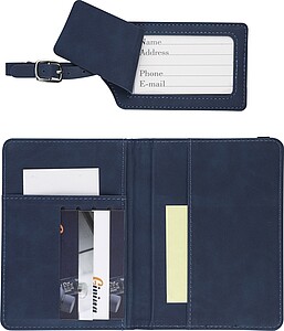 Recycled PU passport holder and luggage label Zani, blue