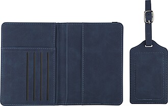 Recycled PU passport holder and luggage label Zani, blue
