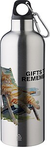 Recycled stainless steel double walled bottle (500 ml), silver