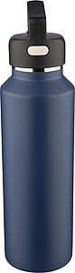 Recycled stainless steel double-walled bottle (600 ml) Mace, blue