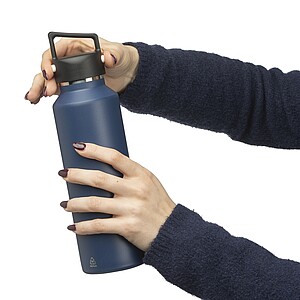 Recycled stainless steel double-walled bottle (600 ml) Mace, blue