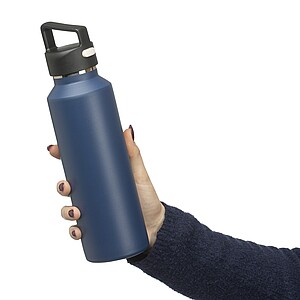 Recycled stainless steel double-walled bottle (600 ml) Mace, blue