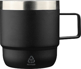 Recycled stainless steel double-walled cup (180 ml) Lilia, black