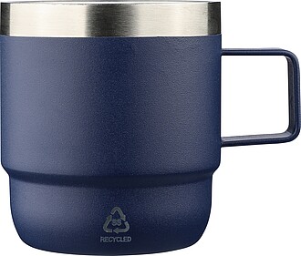 Recycled stainless steel double-walled cup (180 ml) Lilia, blue