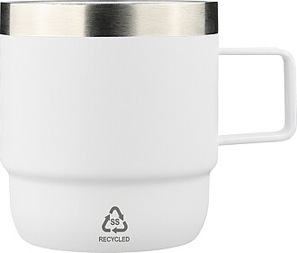 Recycled stainless steel double-walled cup (180 ml) Lilia, white