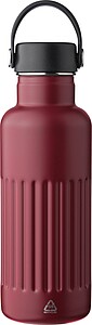 Recycled stainless steel double-walled drinking bottle (500 ml) Lior, burgundy