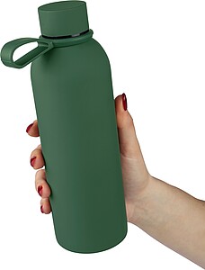 Recycled stainless steel double-walled drinking bottle (500 ml) Sena, green
