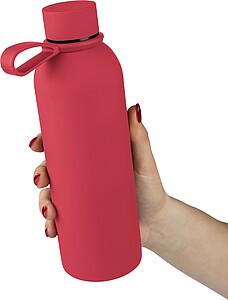 Recycled stainless steel double-walled drinking bottle (500 ml) Sena, red