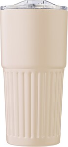 Recycled stainless steel double-walled drinking mug (500 ml) Kael, beige