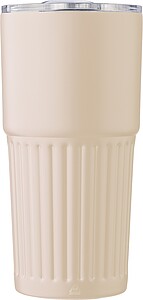 Recycled stainless steel double-walled drinking mug (500 ml) Kael, beige