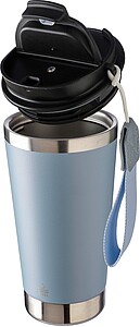 Recycled stainless steel double-walled drinking mug 500 ml Kayla, beige