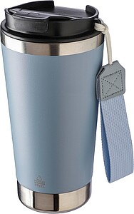 Recycled stainless steel double-walled drinking mug 500 ml Kayla, beige
