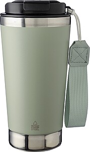 Recycled stainless steel double-walled drinking mug 500 ml Kayla, pastel green