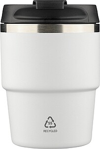 Recycled stainless steel double-walled mug (175 ml) Oli, white