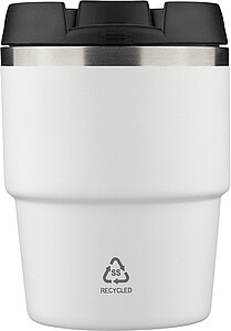 Recycled stainless steel double-walled mug (175 ml) Oli, white