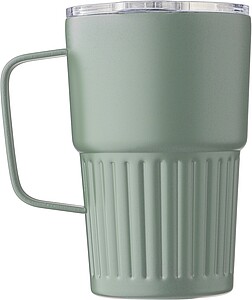 Recycled stainless steel double-walled travel mug (450 ml) Calo, green