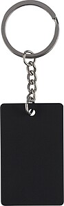 Recycled stainless steel rectangular keychain Jax, black
