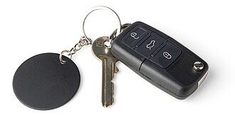 Recycled stainless steel rectangular keychain Jax, black