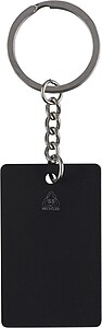 Recycled stainless steel rectangular keychain Jax, black