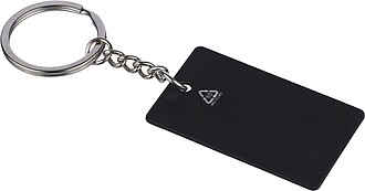Recycled stainless steel rectangular keychain Jax, black