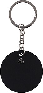 Recycled stainless steel round keychain Risa, black