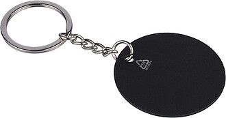 Recycled stainless steel round keychain Risa, black
