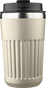 Recycled stainless steel travel mug (400 ml) Chiara, beige
