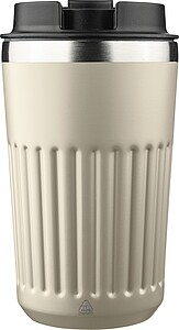Recycled stainless steel travel mug (400 ml) Chiara, beige